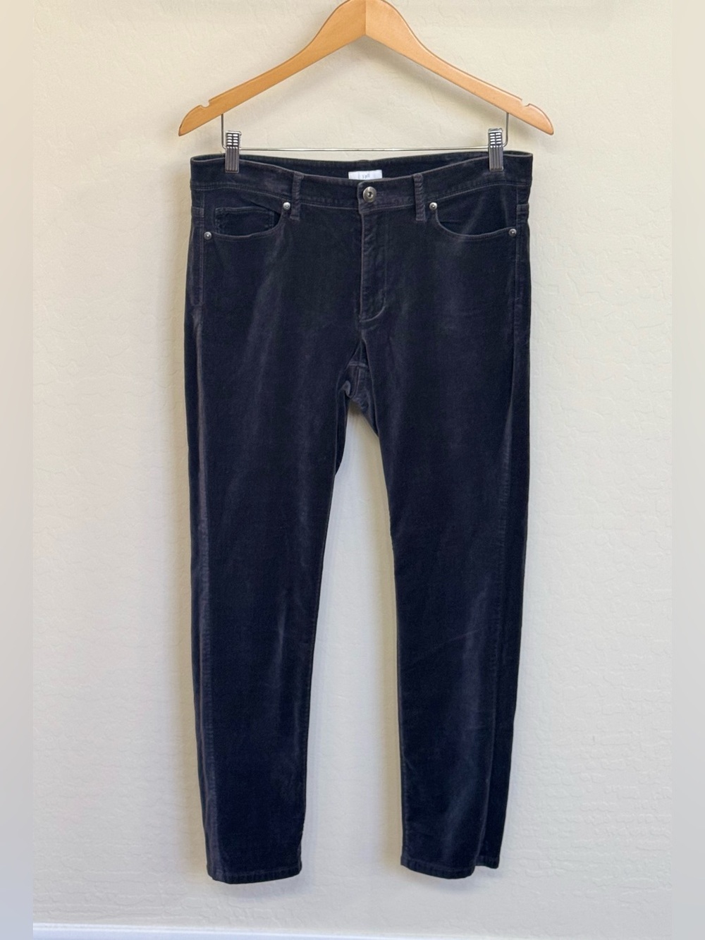 J.Jill Women's Charcoal Gray Velveteen Slim Straight 5-Pocket Pants Size 8